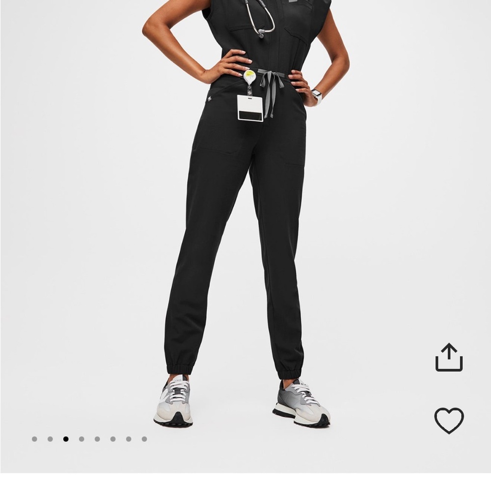 Figs Black XXS Jumpsuit with Tapered Jogger Cuffs worn several times
